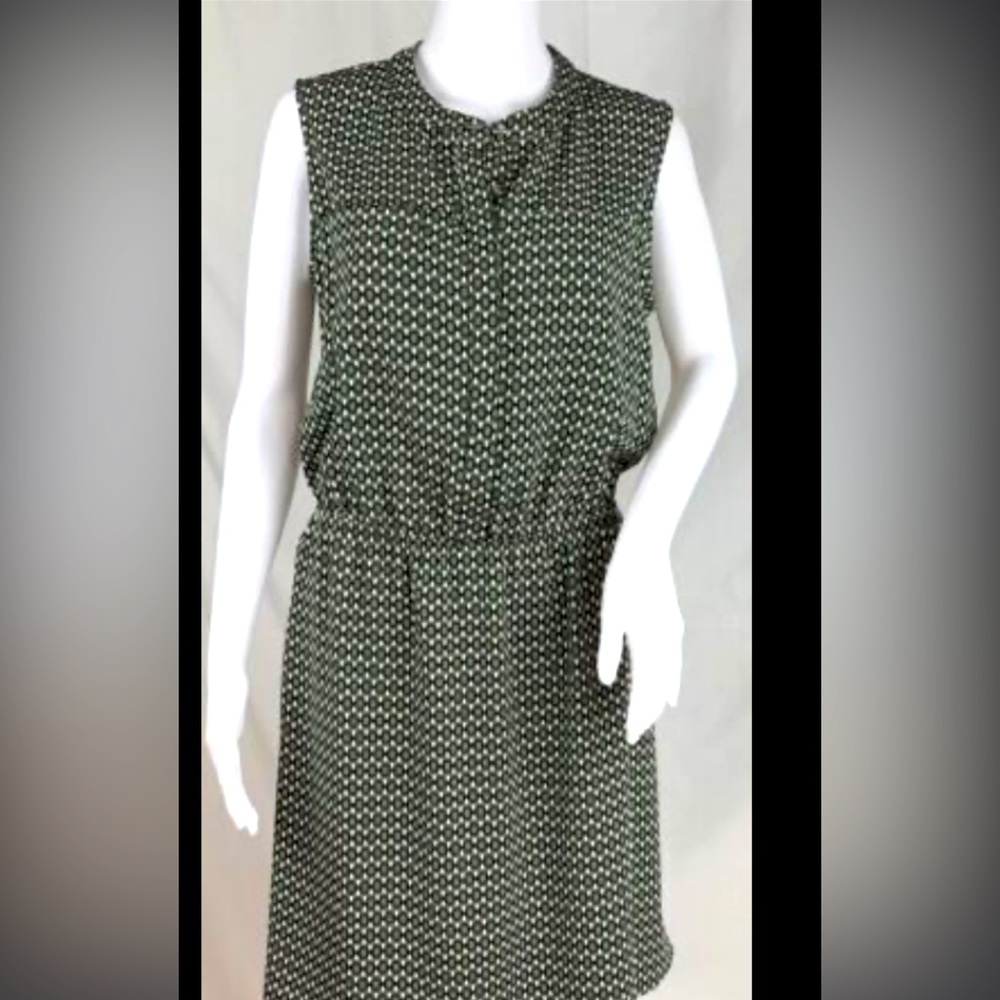 Merona Sleeveless Geometric Print Dress Green Black White Size Medium